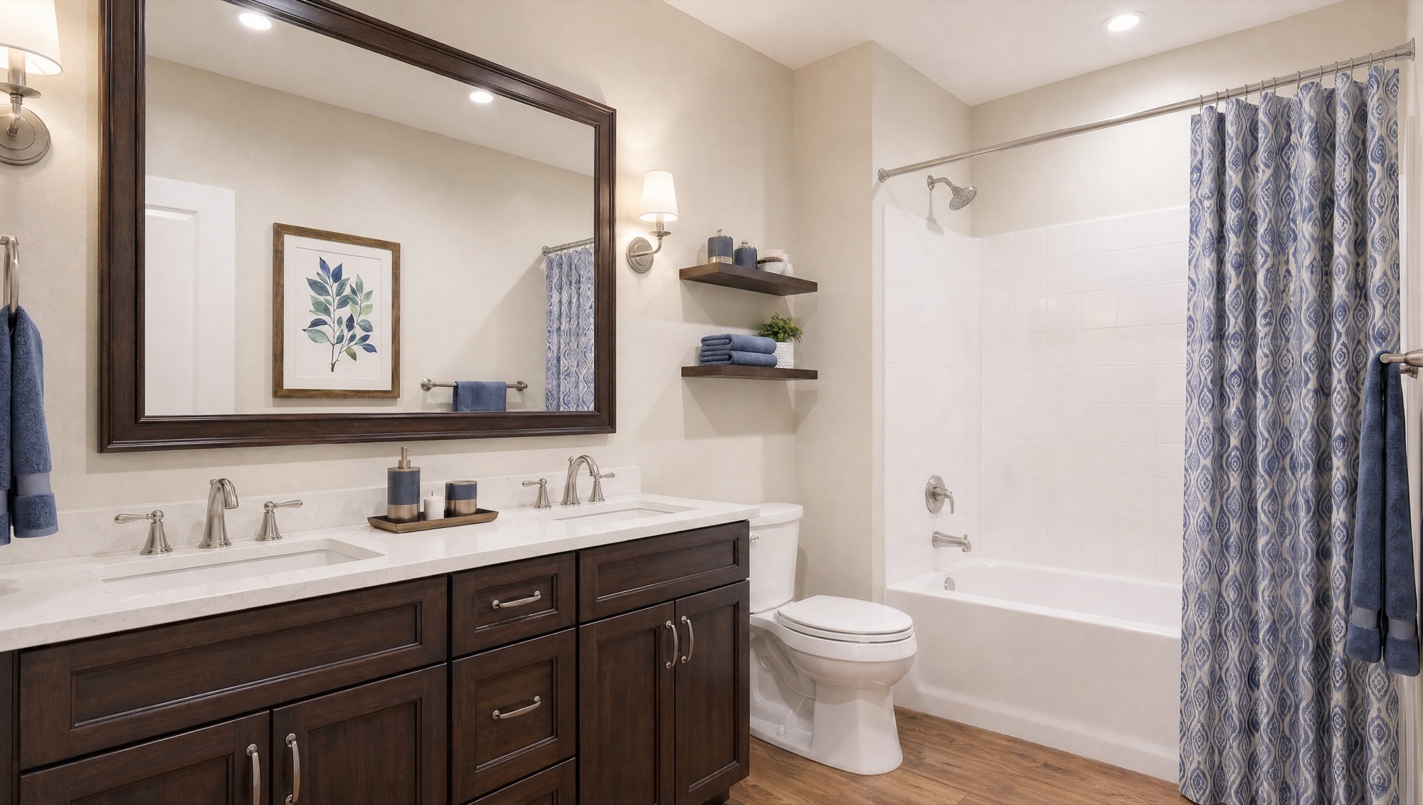 Full bathroom with double vanity