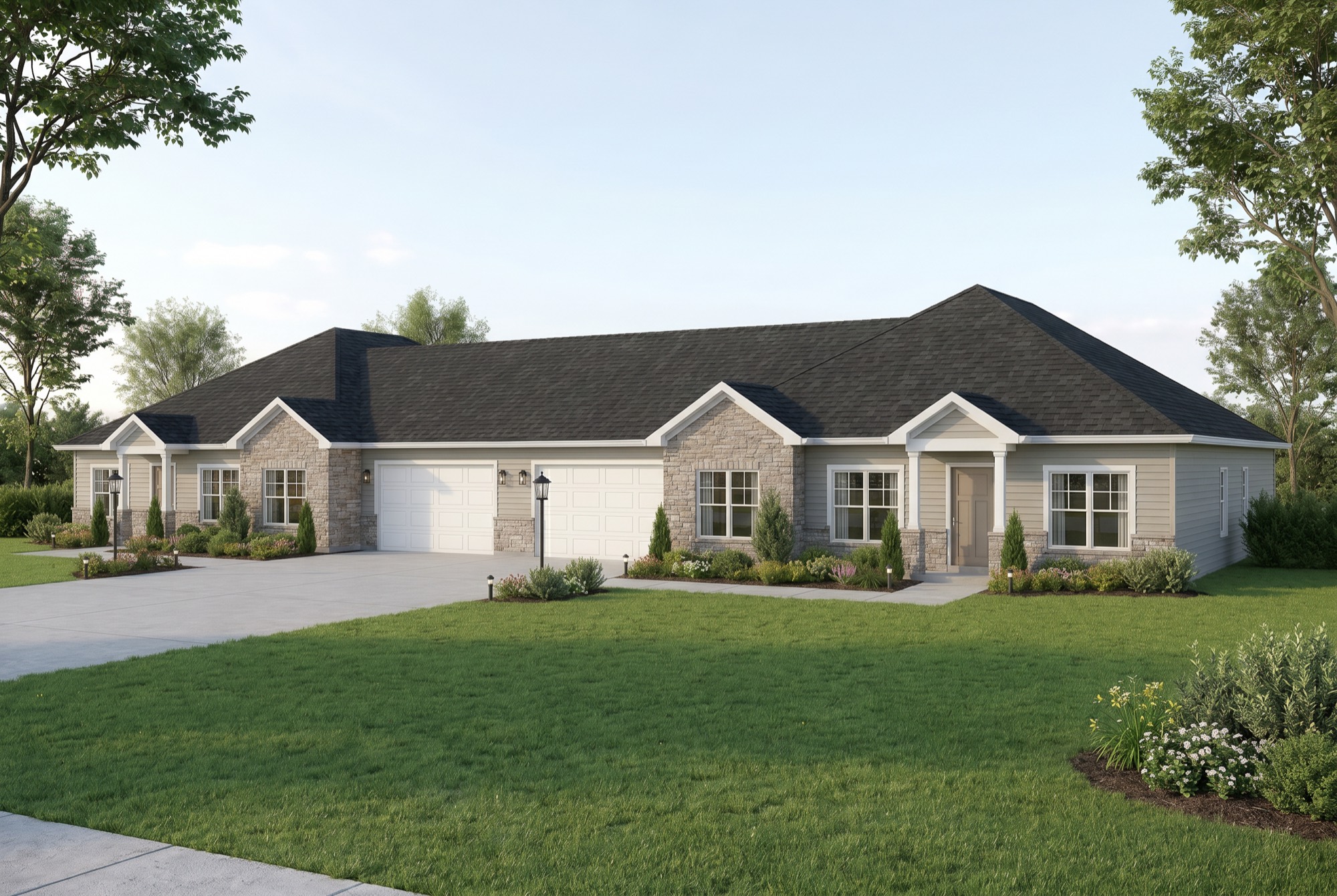 Full streetscape of the patio homes