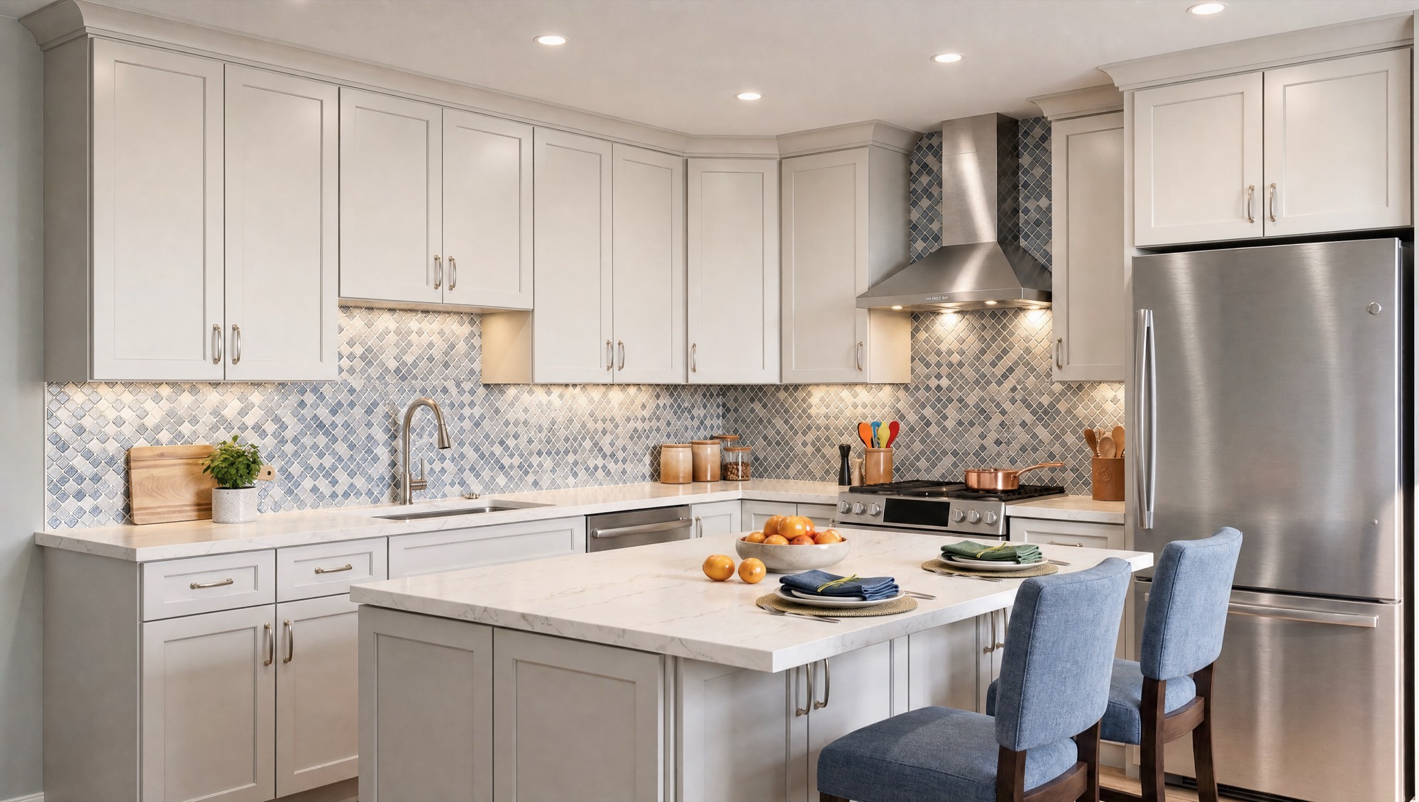 Kitchen with island and stainless appliances