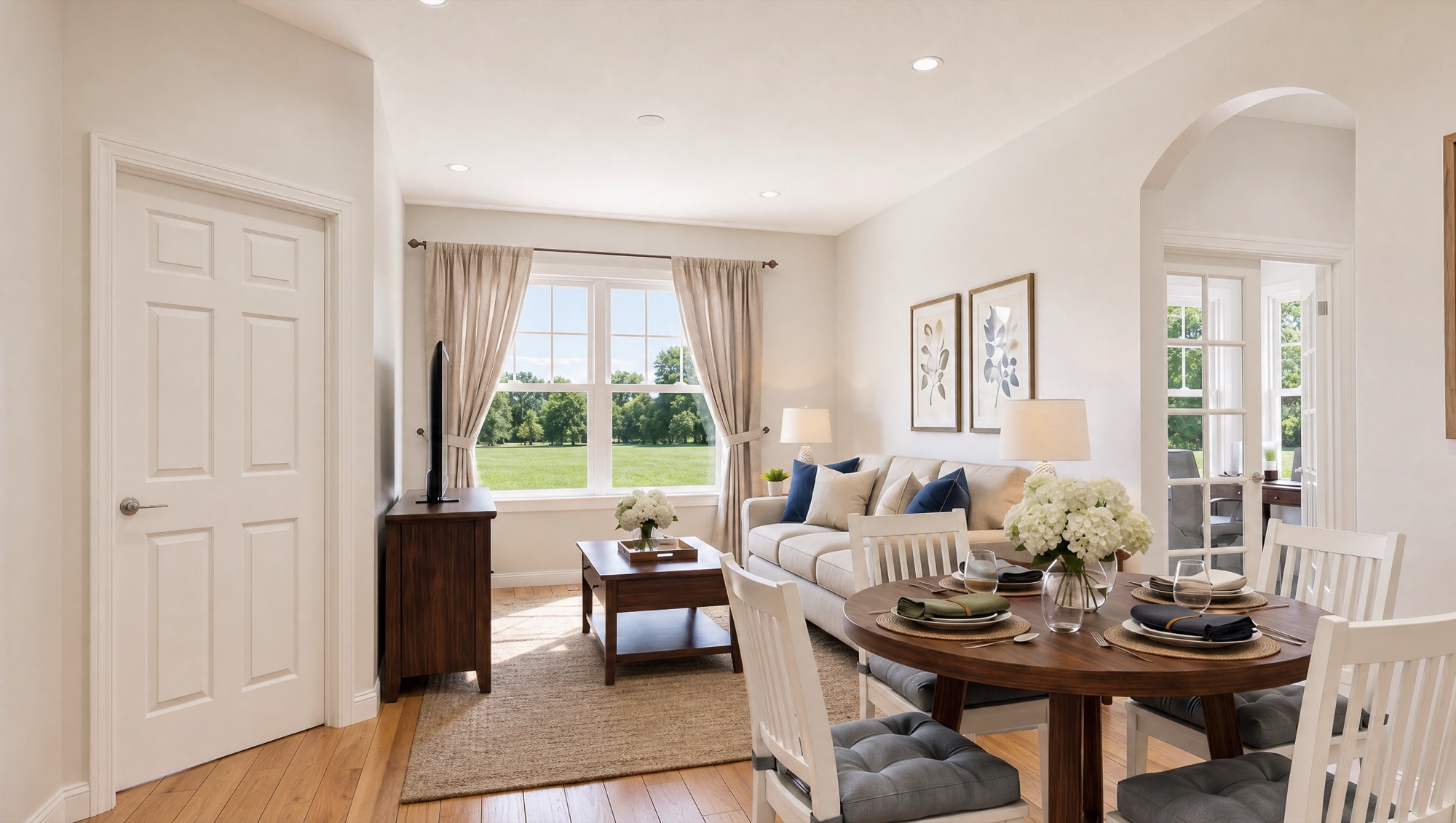 Living room and dining area